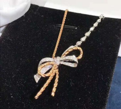 Chaumet Insolence Diamond Bow Pendant Necklace