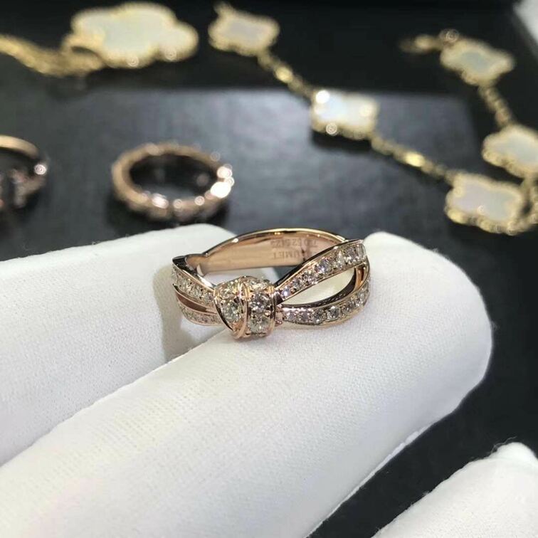 Chaumet Liens Seduction 18ct Pink Gold Diamond Bow Ring