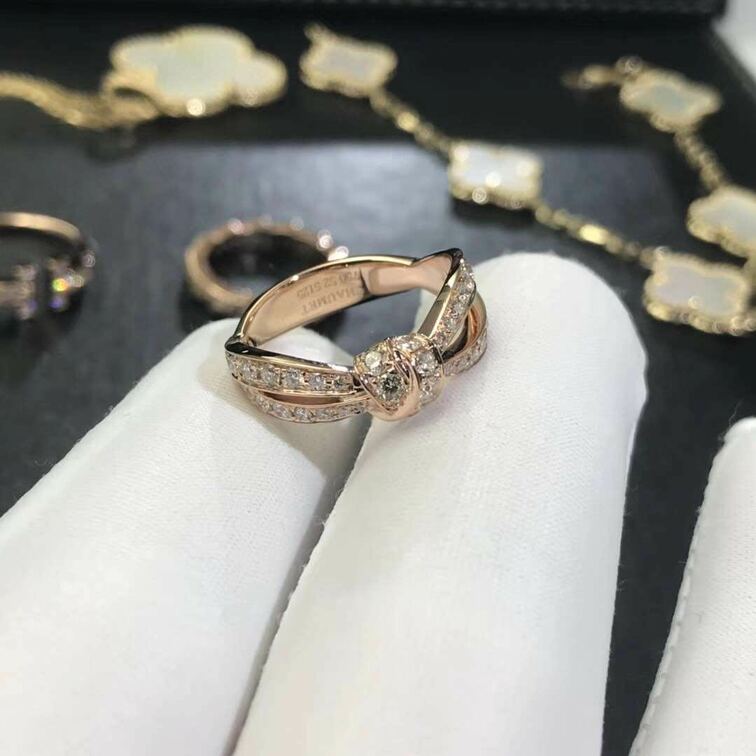 Chaumet Liens Seduction 18ct Pink Gold Diamond Bow Ring