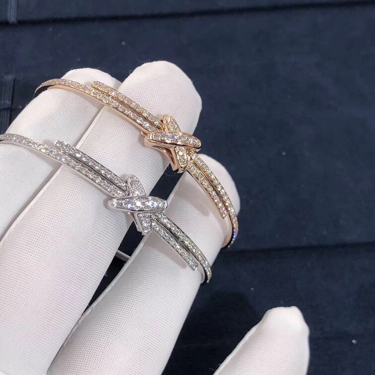 Jeux De Liens Chaumet Premiers Liens Bracelet In Pink Gold Set With Diamonds