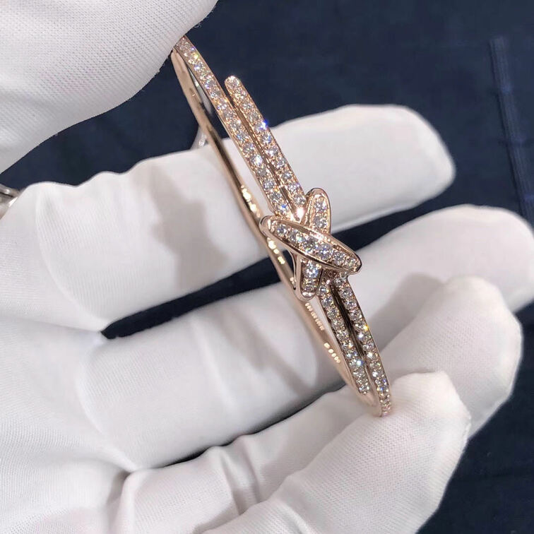 Jeux De Liens Chaumet Premiers Liens Bracelet In Pink Gold Set With Diamonds