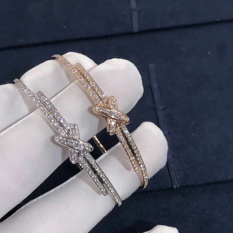 Jeux De Liens Chaumet Premiers Liens Bracelet In Pink Gold Set With Diamonds