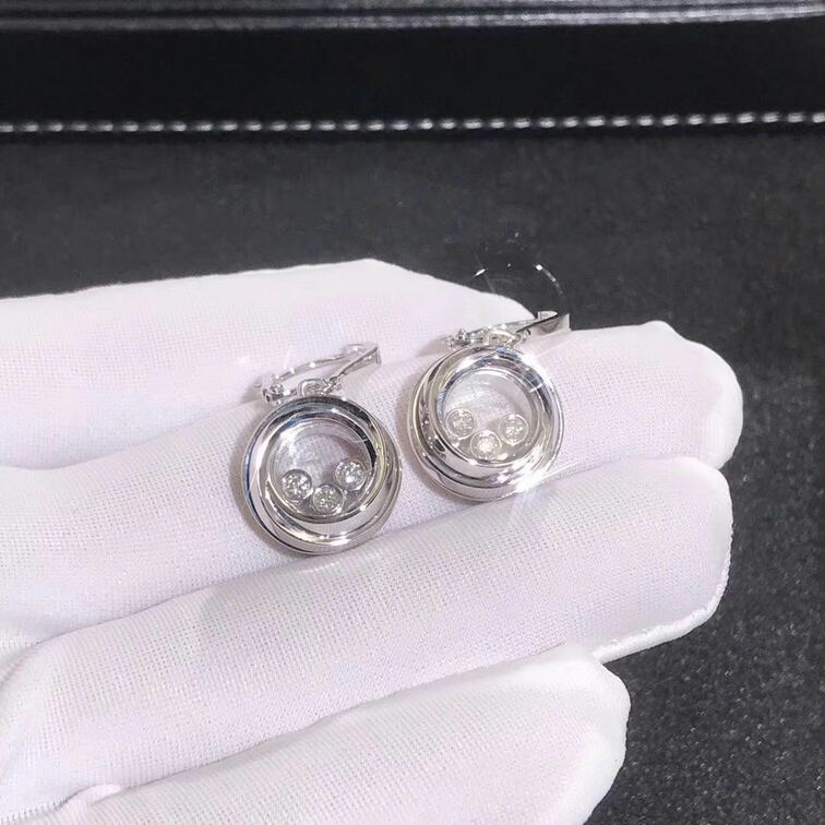 Chopard Happy Diamands Earing 18k White Gold With Diamonds
