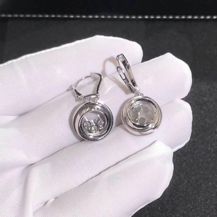 Chopard Happy Diamands Earing 18k White Gold With Diamonds