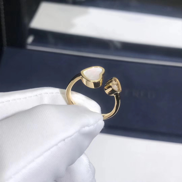 Chopard Happy Diamands Happy Heart Ring 18k Yellow Gold Mother Of Pearl With Diamonds