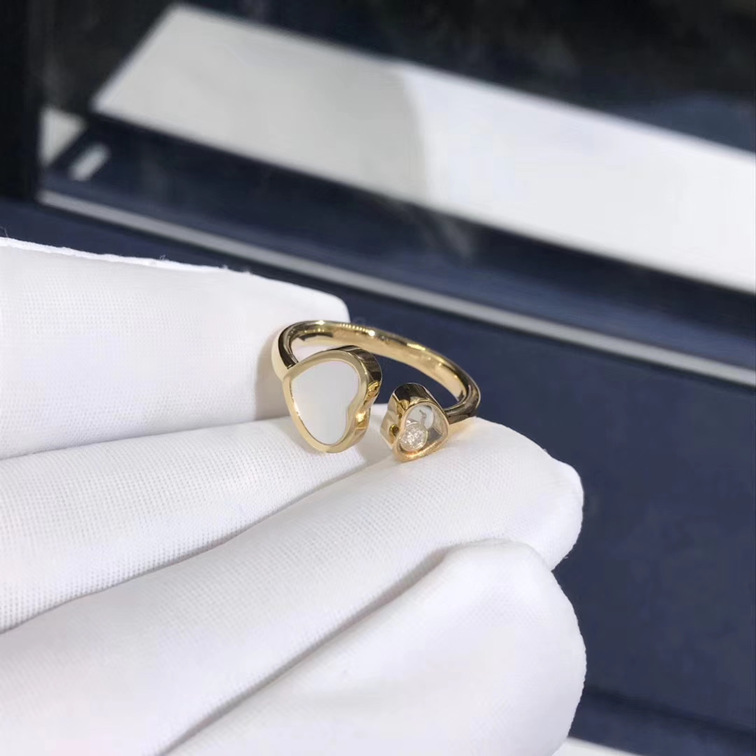Chopard Happy Diamands Happy Heart Ring 18k Yellow Gold Mother Of Pearl With Diamonds