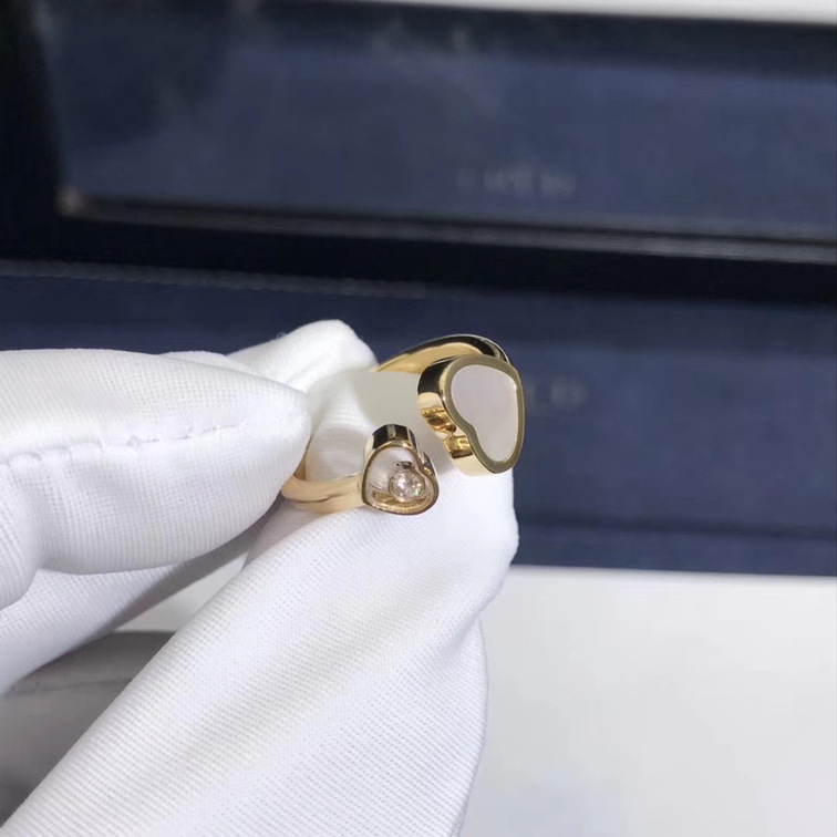 Chopard Happy Diamands Happy Heart Ring 18k Yellow Gold Mother Of Pearl With Diamonds