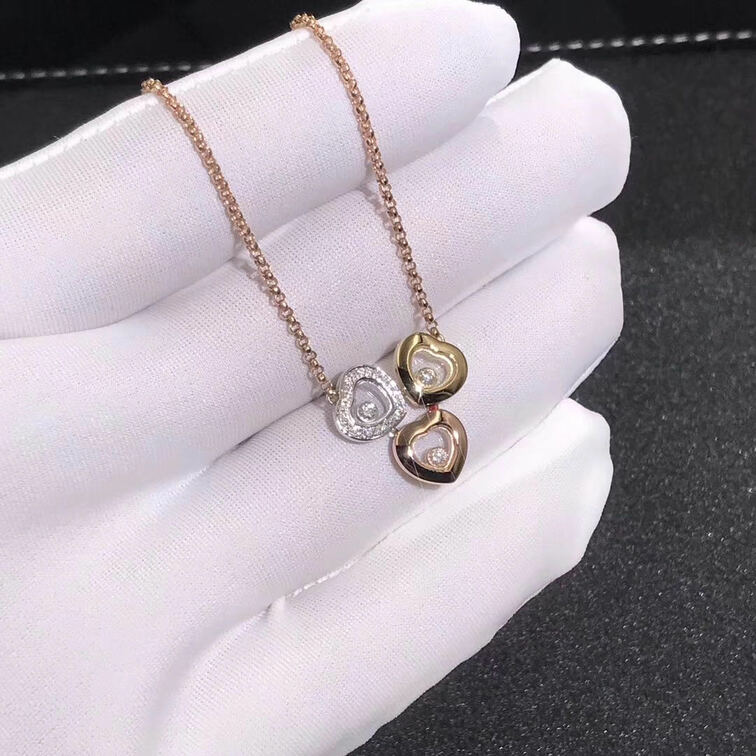 Chopard Happy Diamands Heart Necklace 18k Rose Gold White Gold Rose Gold With Diamonds