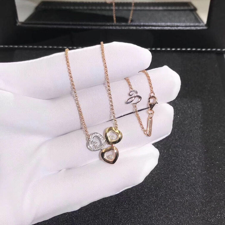 Chopard Happy Diamands Heart Necklace 18k Rose Gold White Gold Rose Gold With Diamonds