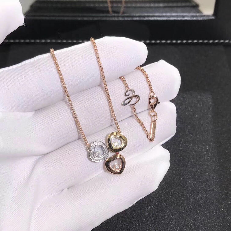 Chopard Happy Diamands Heart Necklace 18k Rose Gold White Gold Rose Gold With Diamonds