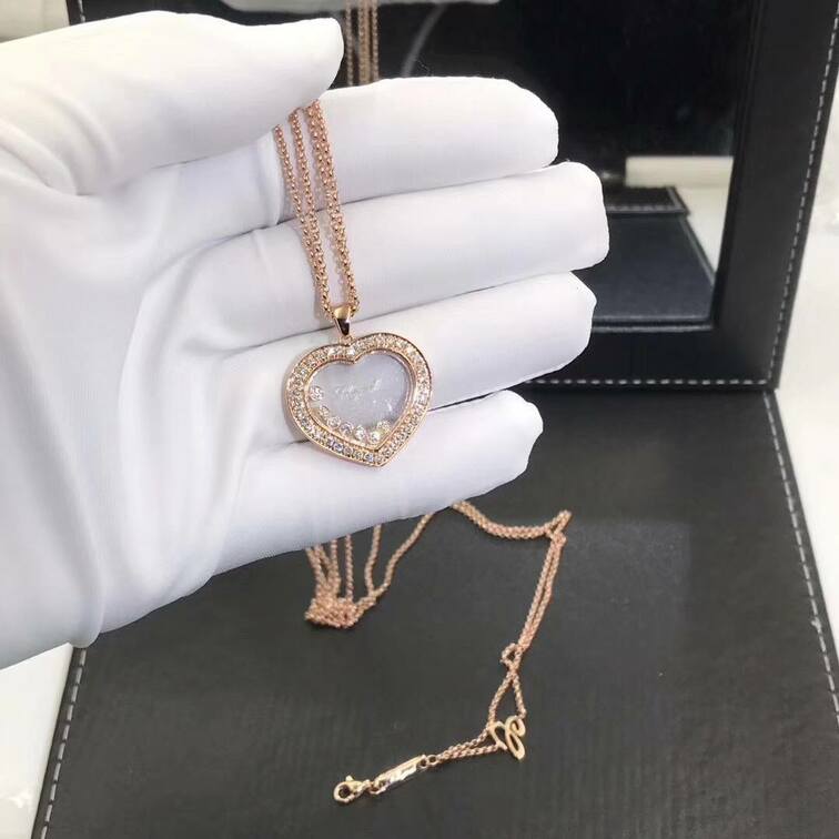 Chopard Happy Diamands Necklace 18k Rose Gold With Diamonds