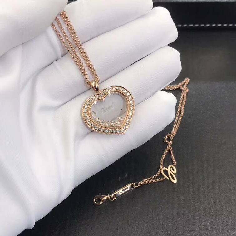 Chopard Happy Diamands Necklace 18k Rose Gold With Diamonds