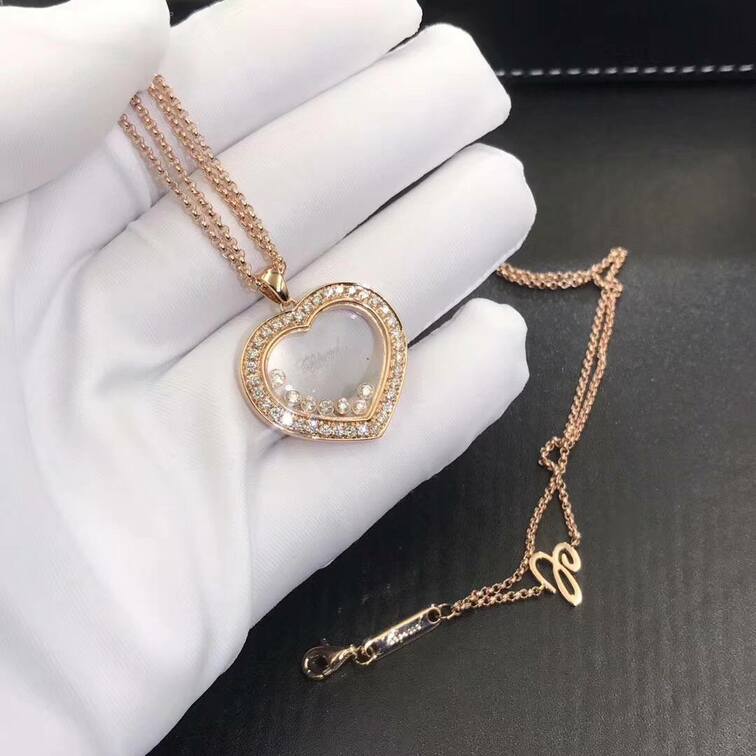 Chopard Happy Diamands Necklace 18k Rose Gold With Diamonds