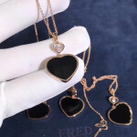 Chopard Happy Hearts Necklace In 18kt Rose Gold With Diamond And Black Onyx