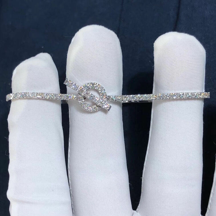 Custom Made Hermes Chaine Dancre Closure Diamond Finesse Bracelet