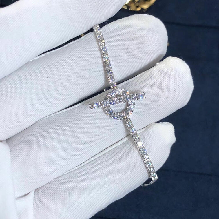 Custom Made Hermes Chaine Dancre Closure Diamond Finesse Bracelet