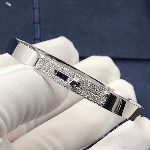 Custom Made Hermes Kelly Diamond Pave Bracelet