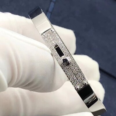 Custom Made Hermes Kelly Diamond Pave Bracelet