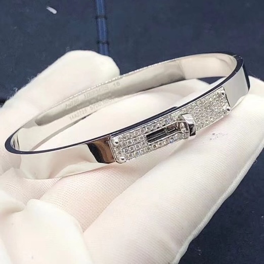 Custom Made Hermes Kelly Diamond Pave Bracelet