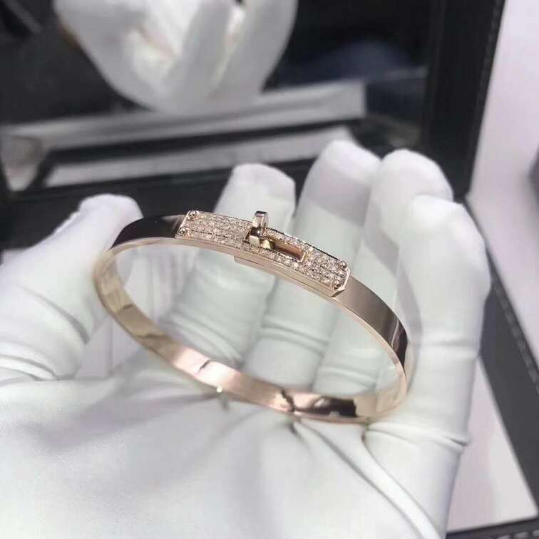 Hermes Kelly Bracelet Rose Gold With Diamonds