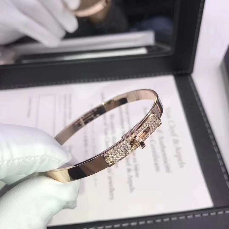 Hermes Kelly Bracelet Rose Gold With Diamonds