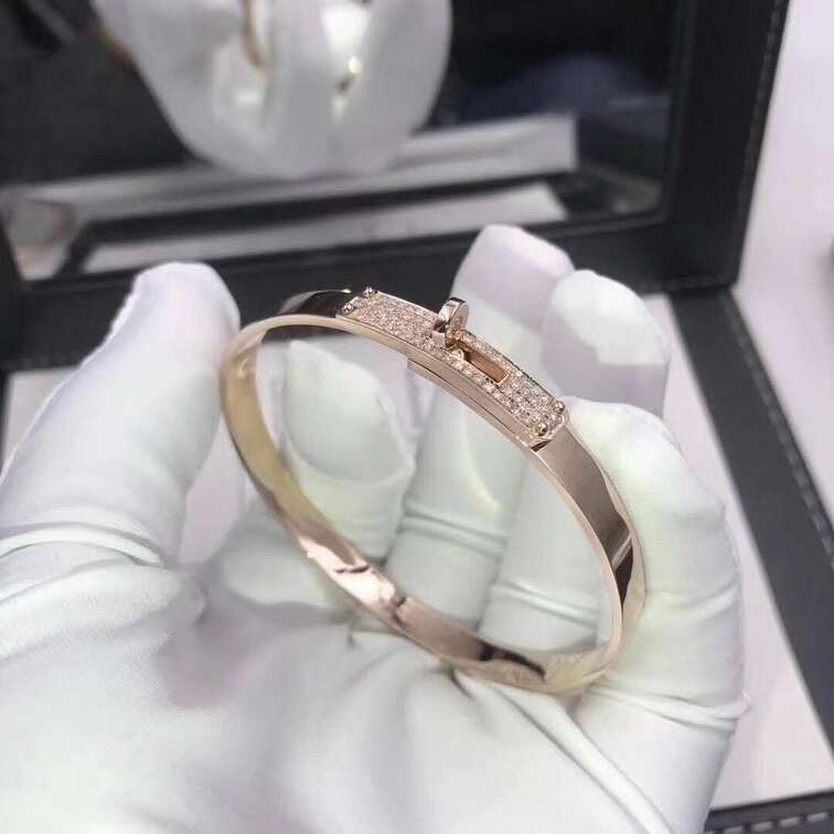 Hermes Kelly Bracelet Rose Gold With Diamonds