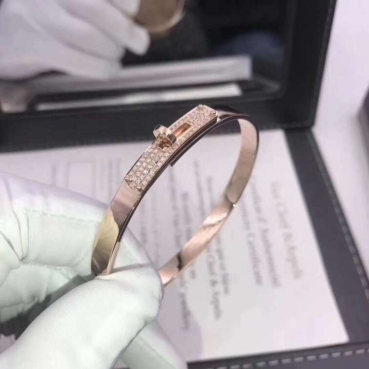 Hermes Kelly Bracelet Rose Gold With Diamonds