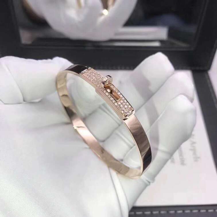 Hermes Kelly Bracelet Rose Gold With Diamonds