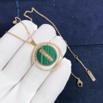 Messika 18k Yellow Gold Malachite Diamond Lucky Move Mm Pendant Necklace