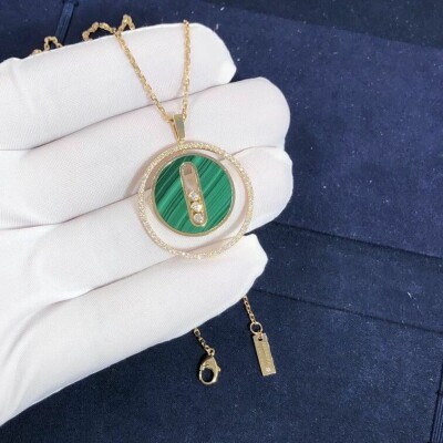 Messika 18k Yellow Gold Malachite Diamond Lucky Move Mm Pendant Necklace