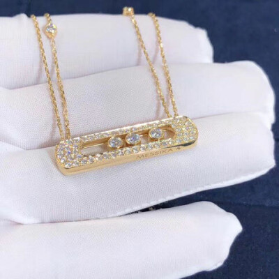 Messika 18k Yellow Gold Move Pave Diamond Pendant Necklace