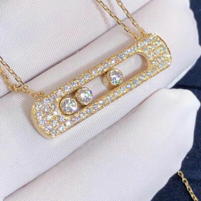 Messika 18k Yellow Gold Move Pave Diamond Pendant Necklace