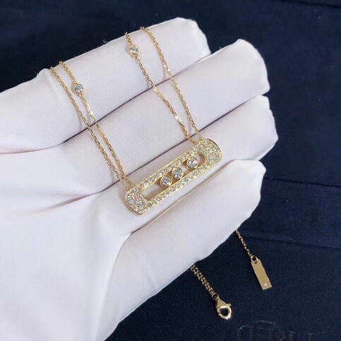 Messika 18k Yellow Gold Move Pave Diamond Pendant Necklace