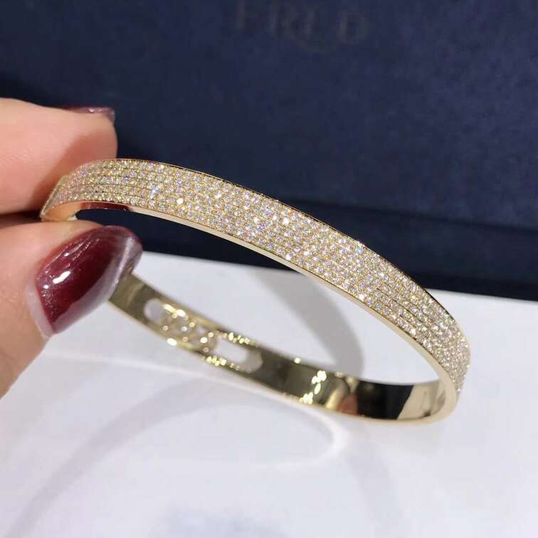 Messika Move Joaillerie Pave Diamonds Bangle Bracelet In 18k Yellow Gold