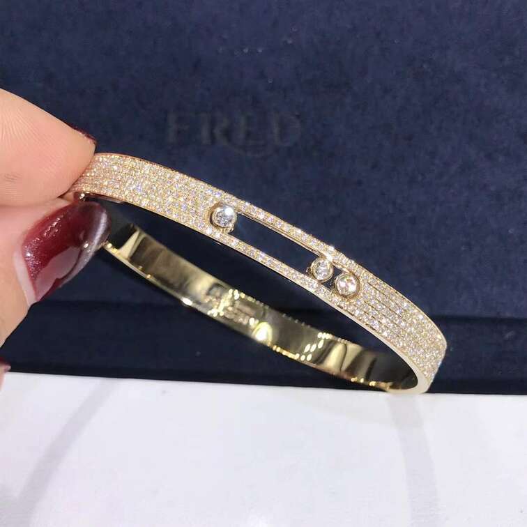 Messika Move Joaillerie Pave Diamonds Bangle Bracelet In 18k Yellow Gold