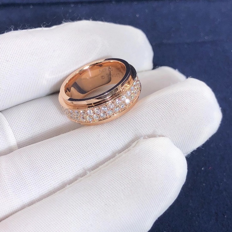 Custom Made Piaget 18k Rose Gold Possession Diamonds Band Ring