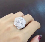 Custom Made Piaget 18k White Gold With 112 Diamonds 238ct Rose Ring