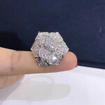 Custom Made Piaget 18k White Gold With 112 Diamonds 238ct Rose Ring