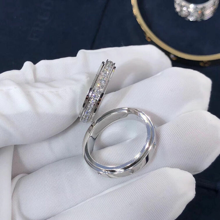 Custom Piaget Possession Wedding Rings In 18k White Gold