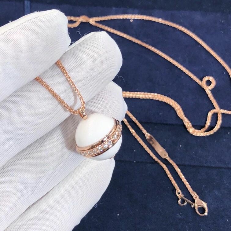Piaget 18k Rose Gold Chalcedony Diamond Pendant
