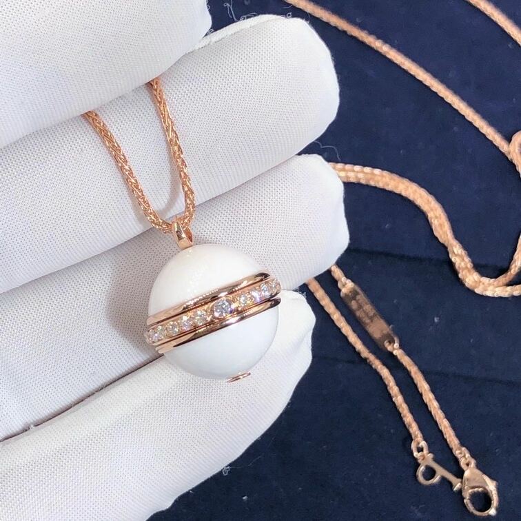 Piaget 18k Rose Gold Chalcedony Diamond Pendant