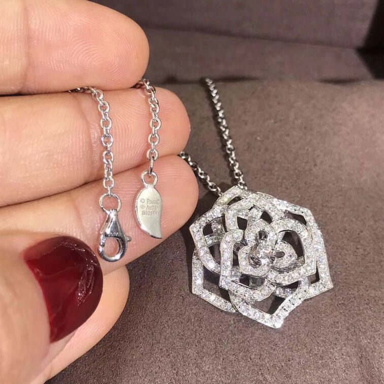 Piaget Diamond Openwork Rose Motif Necklace