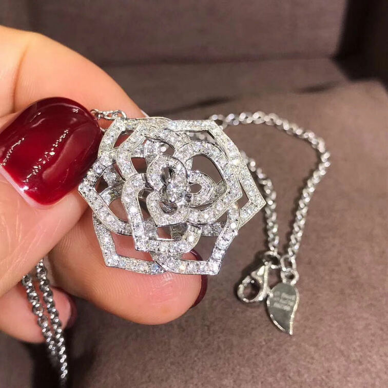 Piaget Diamond Openwork Rose Motif Necklace