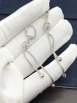 Piaget Possession 18k White Gold Drop Earrings With 40 Brilliant Cut Diamonds