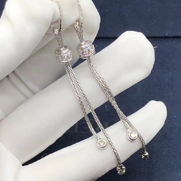 Piaget Possession 18k White Gold Drop Earrings With 40 Brilliant Cut Diamonds