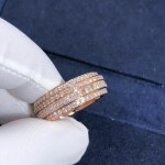 Piaget Possession Ring 18k Rose Gold Four Circle Turnable Full Diamonds