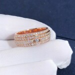 Piaget Possession Ring 18k Rose Gold Four Circle Turnable Full Diamonds