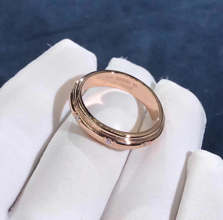 Piaget Possession Ring 18k Rose Gold Three Circle With Diamonds