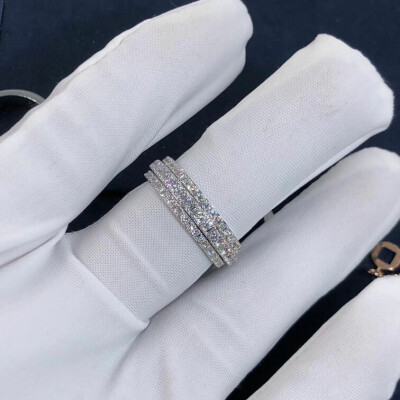 Piaget Possession Ring 18k White Gold Three Circle Full Diamonds