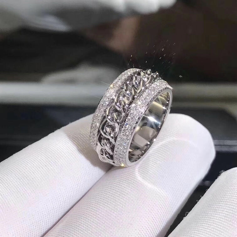 Piaget Possession Ring 18k White Gold Three Circle Turnable With Diamonds